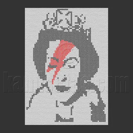 Queen Banksy en punto de cruz