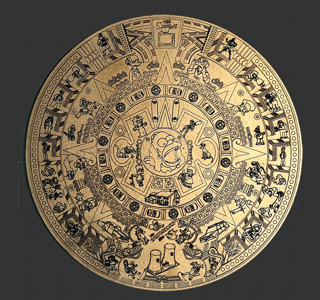 Simpson calendario azteca madera