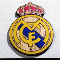 Parche Real Madrid en madera grabado con laser