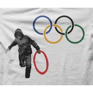 Camiseta Banksy olimpiadas-detalle