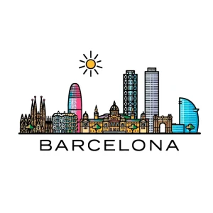 Camiseta Barcelona-skyline-detalle