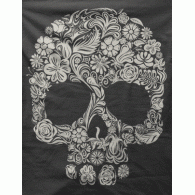 Camiseta Calavera flores-detalle