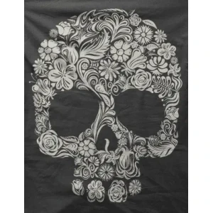 Camiseta Calavera flores-detalle