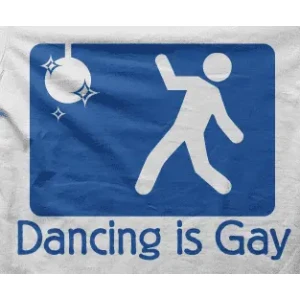 Camiseta Dancing is gay-detalle