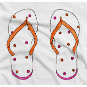 Camiseta chanclas lunares-detalle