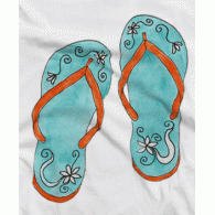 Camiseta chanclas turquesa-detalle Camiseta chanclas turquesa-detalle
