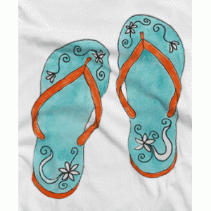 Camiseta chanclas turquesa-detalle