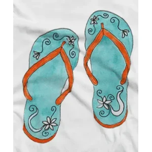 Camiseta chanclas turquesa-detalle