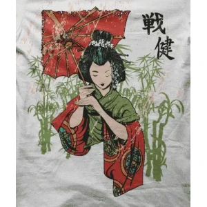 Camiseta geisha sombrilla-detalle