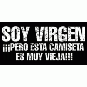 Camiseta soy virgen.-detalle