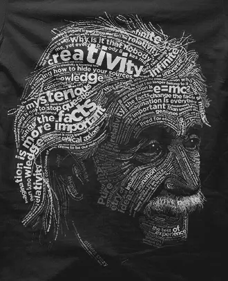 Camiseta Einstein letras-detalle