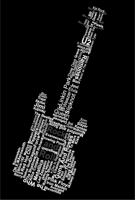 Camiseta Guitarra-letras-detalle