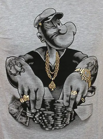 Camiseta Popeye Poker-detalle