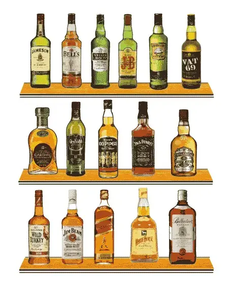 Camiseta Whisky Bar colores-detalle