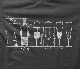 Camiseta botella y copas-detalle