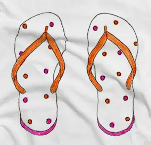 Camiseta chanclas lunares-detalle