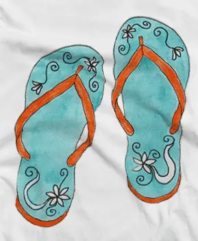 Camiseta chanclas turquesa-detalle