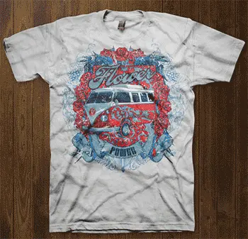 Camiseta flower power-detalle